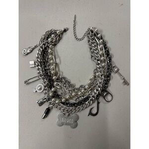 Harley Quinn "BRUCE" Multi Row Chain Charm Collar Necklace Choker Y2K